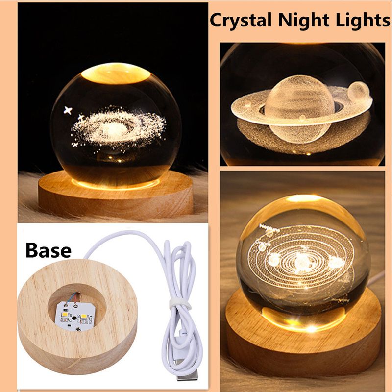 Lampada a sfera di cristallo 3D unica con proiezioni di galassie e pianeti, luce notturna USB per un'atmosfera accogliente, sfera al plasma_voghion.com
