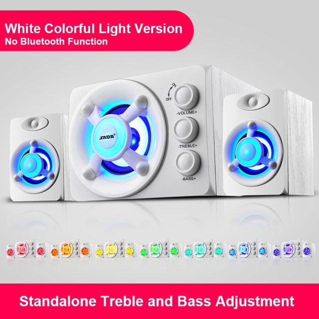 Combinación de altavoces para ordenador, USB, PC, escritorio, alimentación, Bluetooth, más subwoofer USB-TF-AUX con LED de color 2.1 de 3 canales_voghion.com