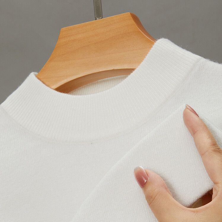 Herrenbekleidung Live-Übertragung Halbrollkragen Langarm-Strickpullover Herren Herbst und Winter Neues einfarbiges warmes Unterhemd Herren_voghion.com