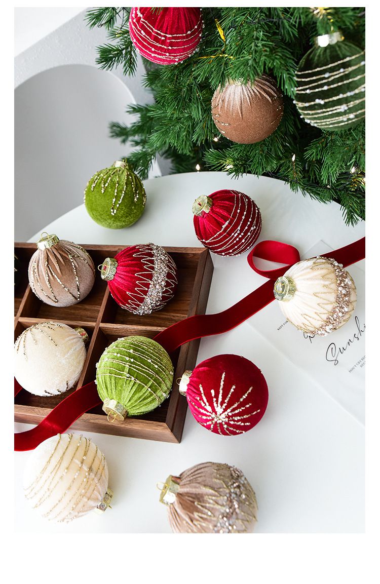 Decorazioni NUCHI Decorazioni in velluto Palline colorate appese Ornamenti per l'albero di Natale_voghion.com