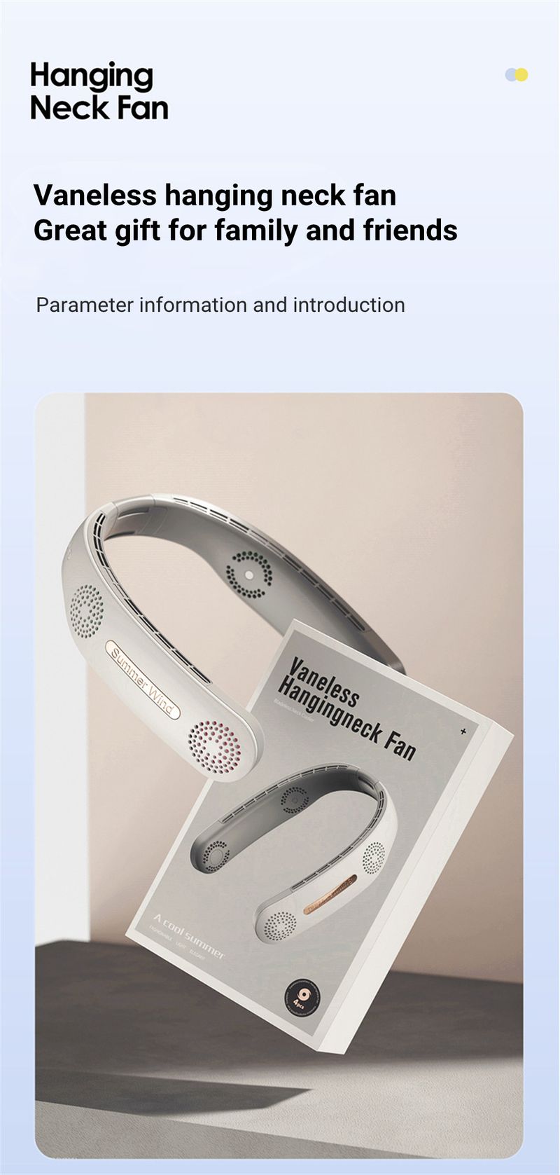 Ventilatore da collo pieghevole 2024 nuovo transfrontaliero con ricarica USB, display digitale, silenzioso, portatile, mini ventilatore da esterno_voghion.com