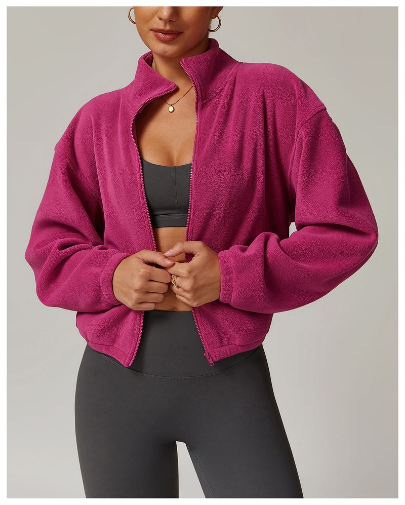 Casaco feminino de lã de cordeiro para inverno, com toque sofisticado, forro de lã, grosso e quente (código 8921)._voghion.com