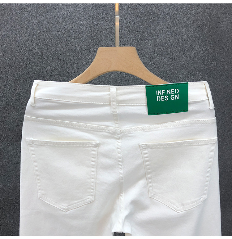 Miesten yksiväriset farkut miehille Trendikäs merkki Slim Fit Skinny Nine-point housut miehille Henkiset nuoret miehet valkoiset vapaat housut_voghion.com