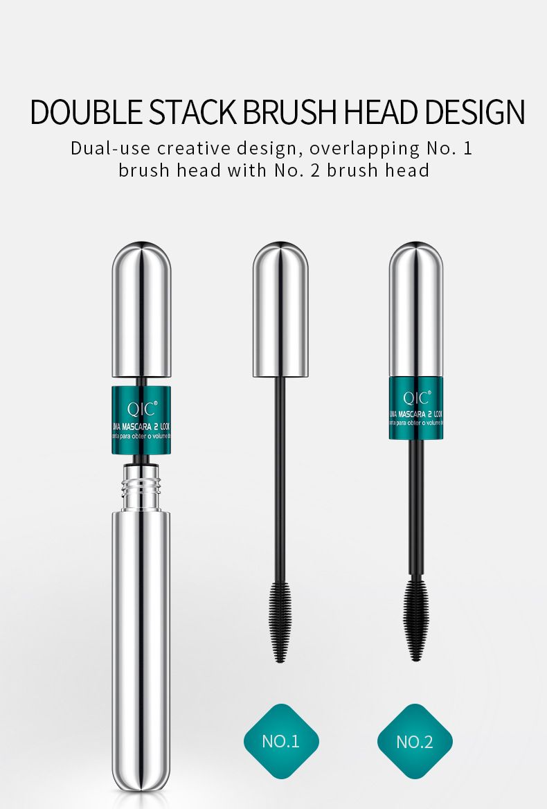 Skønhed Sundhed QIC Qini Farve Dobbelt Effekt 4D Mascara Vandtæt Lang Krøllet Naturlig Tyk 2i1 Mascara Nordamerikansk Makeup_voghion.com