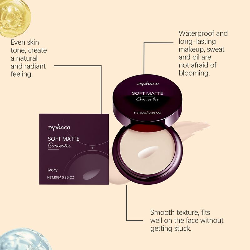 Zephoco Elfenbeinweißer feuchtigkeitsspendender, leichter, lang anhaltender, natürlicher Concealer für den täglichen Hautton_voghion.com