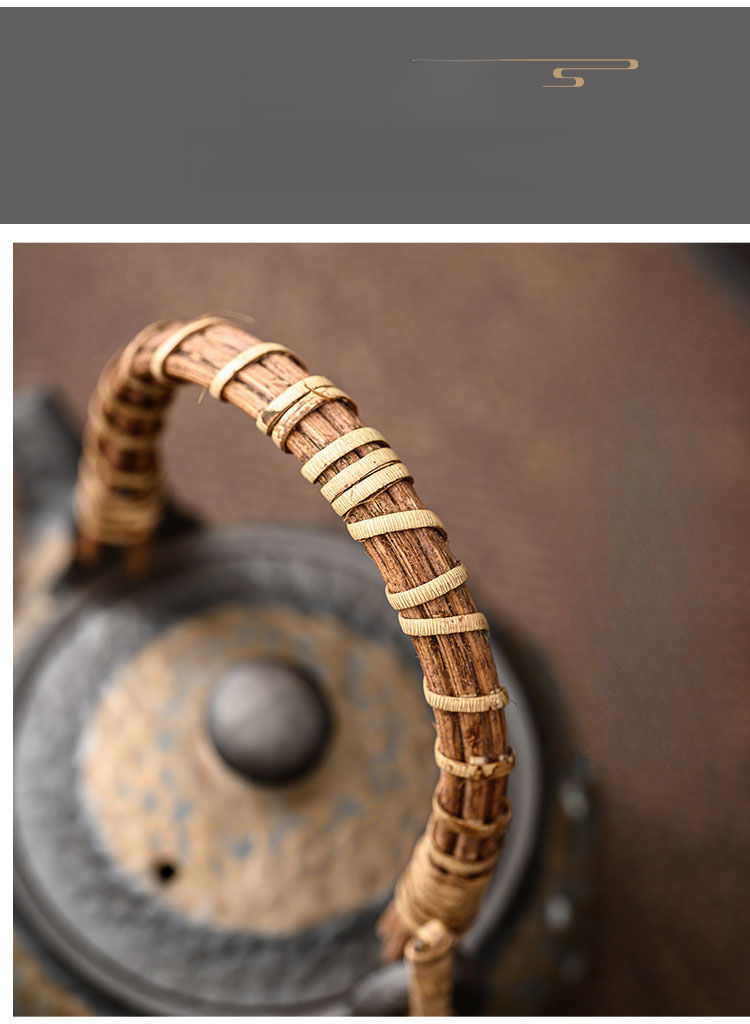 Théière japonaise en poterie grossière avec anse, grande théière simple en argile décorée d'argent, style Kung Fu_voghion.com