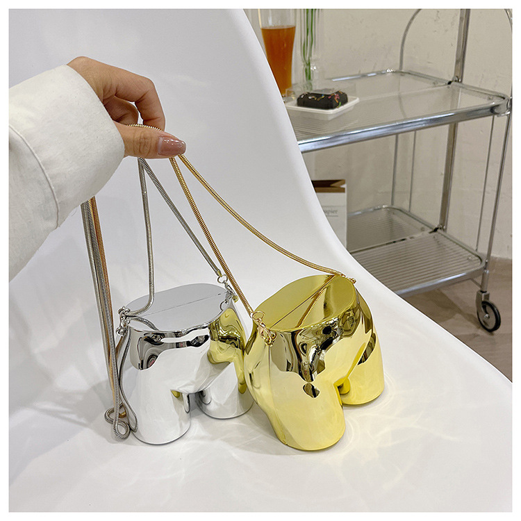 Niche Design Sier Pouch per rossetto Borsa da sera per donna Borsa per cuffie Borsa a tracolla con tracolla a catena in acrilico a forma di culo_voghion.com