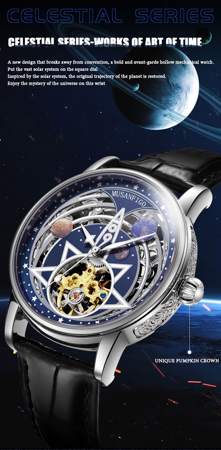 MUSANFIGO Automatic Mechanical Watch, Luminous Waterproof Trendy Watch, The Best Choice For Gift Giving_voghion.com