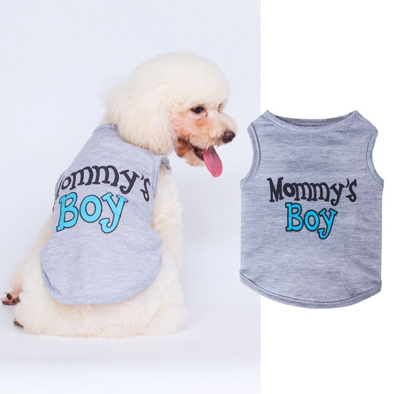 Spring Summer Pet Clothes Mommy And Son Printed Teddy Poodle Puppy Vest_voghion.com