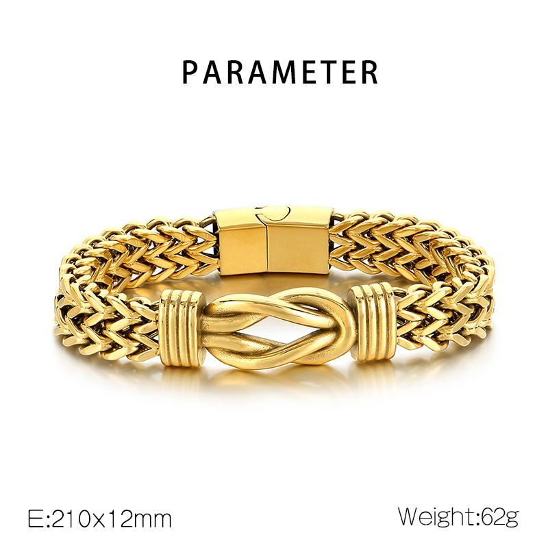 Bracciale da uomo in acciaio al titanio intrecciato con corda - Catena geometrica hipster per stile casual e streetwear - Regalo di gioielli di moda unisex per viaggi_voghion.com