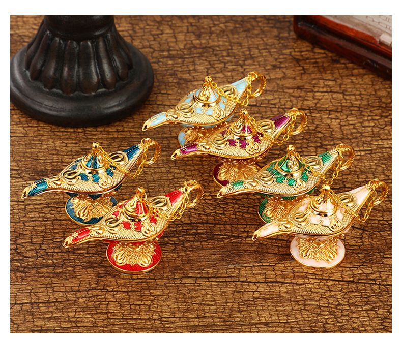 Home Furniture Light luxury classical style Aladdin magic lamp ornaments temperament retro pattern wishing lamp bedroom decoration crafts_voghion.com