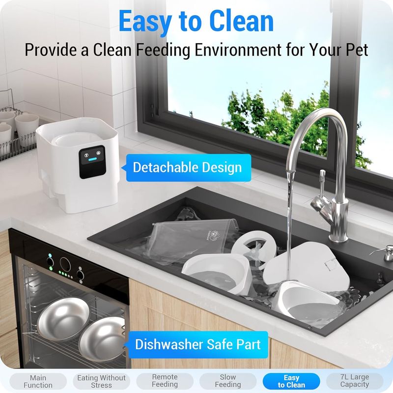 Frienhund Futterautomat Katze 2 Näpfe Mit APP: 7L Futterspender Katze Mit Langsamer Vorschub, 5G WiFi Trockenfutter Automat Für 2 Katzen, WLAN Futte_voghion.com