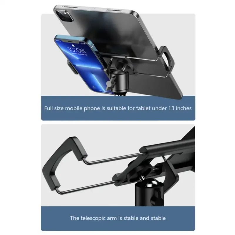 2 In 1 55cm Adjustable Tablet Tripod Floor Stand Holder Live Mount 4-13 Inches For IPad IPhone Bracket Support_voghion.com