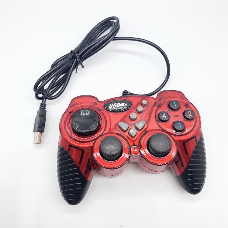 Domestic Transparent Colorful PC Computer Wired USB Vibration Game Controller_voghion.com