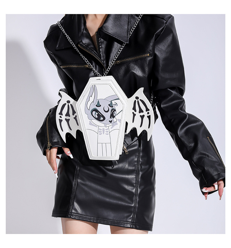 Halloween Persönlichkeit kreative Nischendesign Angel Devil Wings Bat Sarg Schultertasche_voghion.com