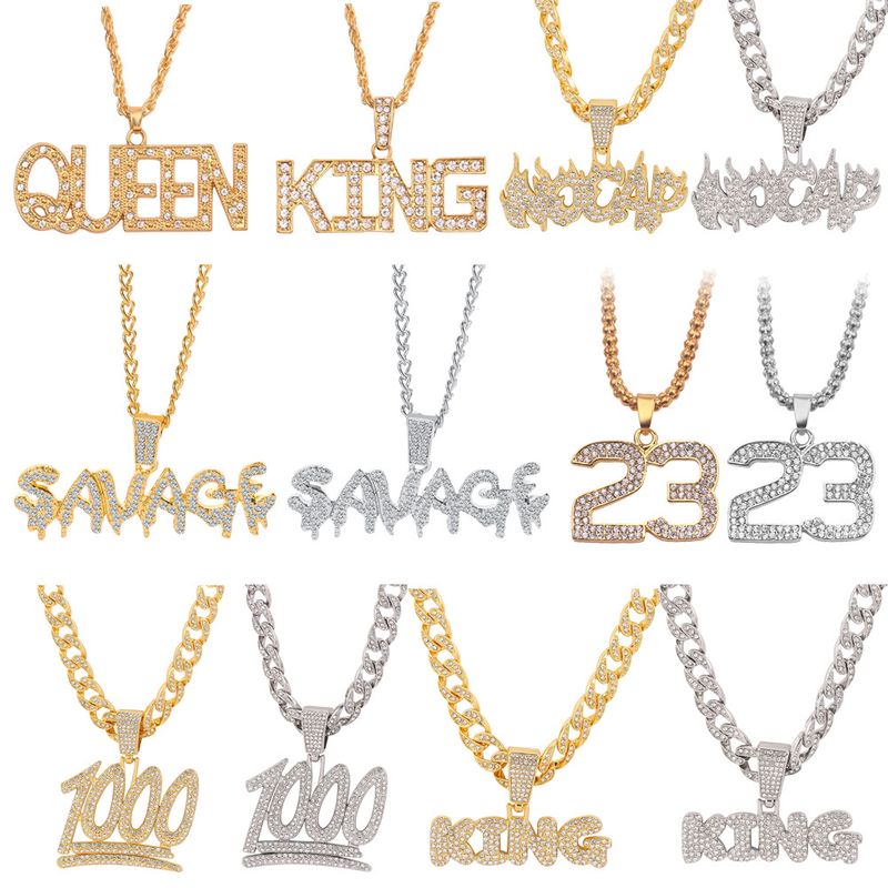 Collana con ciondolo a forma di numero e lettera, stile nuovo, accessori alla moda per uomo Hip-Hop_voghion.com