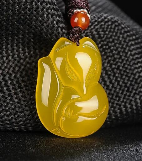 Collier pendentif renard en Agate, calcédoine, blanc et vert naturel, bijou de mode, amulette sculptée, porte-bonheur pour femmes et hommes_voghion.com