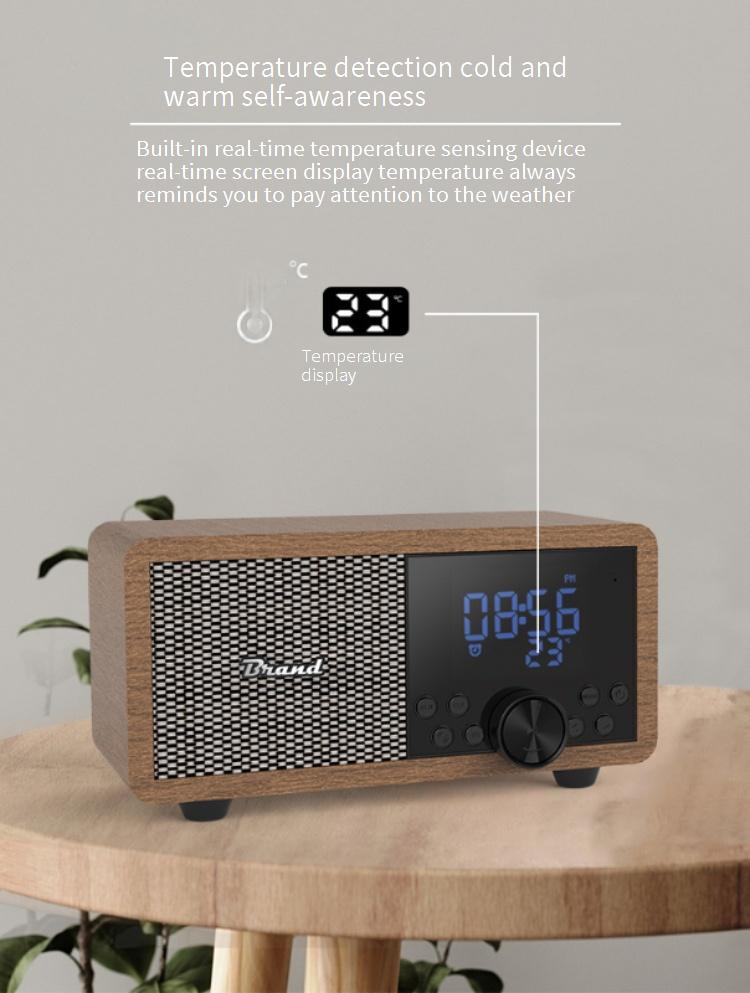 Home Garden New FM-Radio Wireless Holz Bluetooth Lautsprecher Subwoofer Kleine Lautsprecher Uhr Karte Retro Bluetooth Lautsprecher_voghion.com