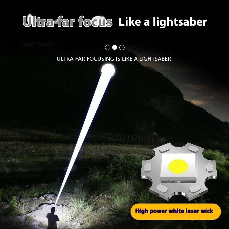 Ultraheldere tactische zaklamp - Langdurige oplaadbare zoomlaserstraal met digitaal display voor buiten, kamperen en wandelen_voghion.com