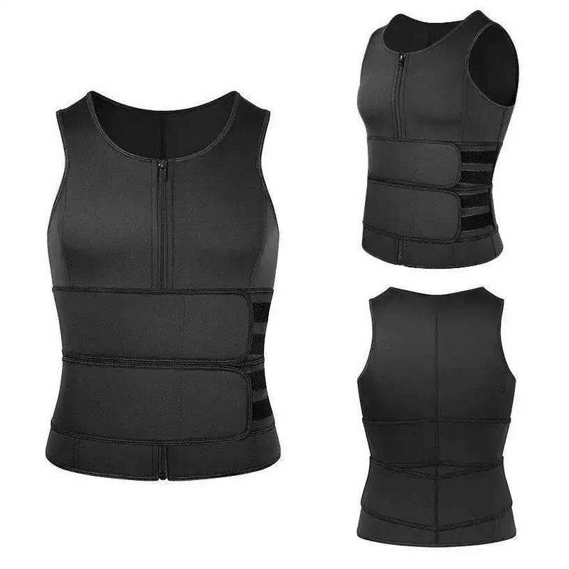 Herrenbekleidung Herren-Weste in großer Größe mit doppeltem Gürtel, Shapewear, verstärkte, schweißanregende Gummi-Korsett-Taille, sportliche Taillenstraffung_voghion.com