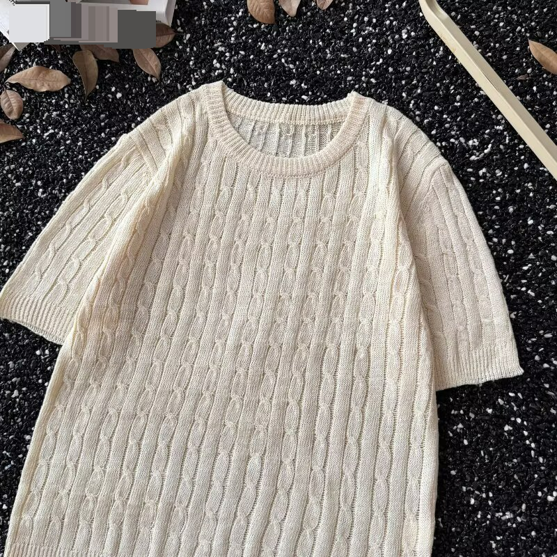 Men's Sweaters New Men's Casual Solid Color Short Sleeved Knitted Tops Repair Cross Border_voghion.com