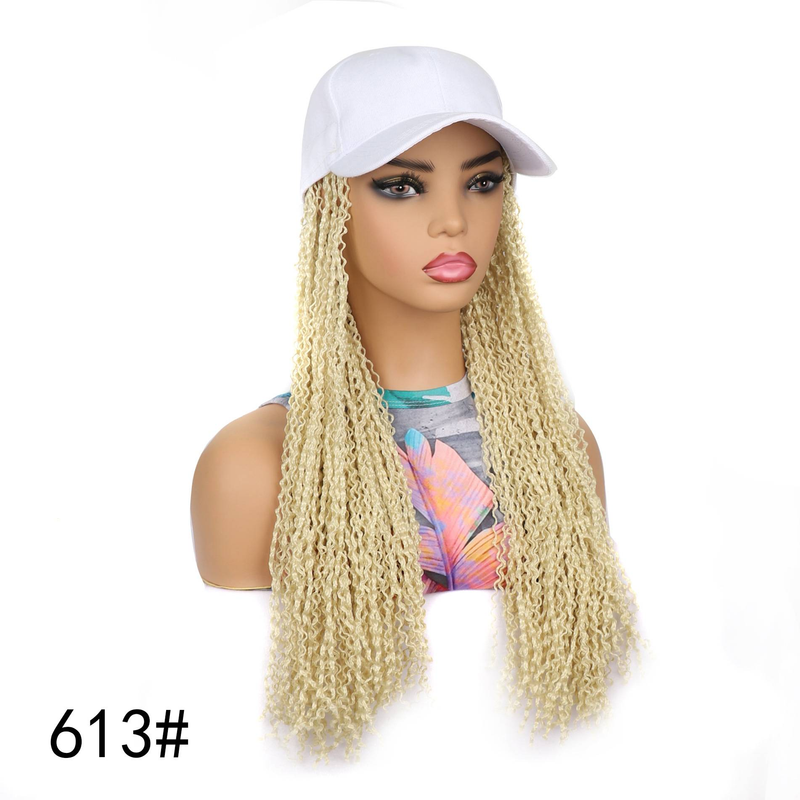 Parrucca con berretto da baseball intrecciato, extension per capelli con treccia a scatola, colore nero, parrucca con berretto nero e capelli sintetici intrecciati lunghi 16 pollici per donna_voghion.com