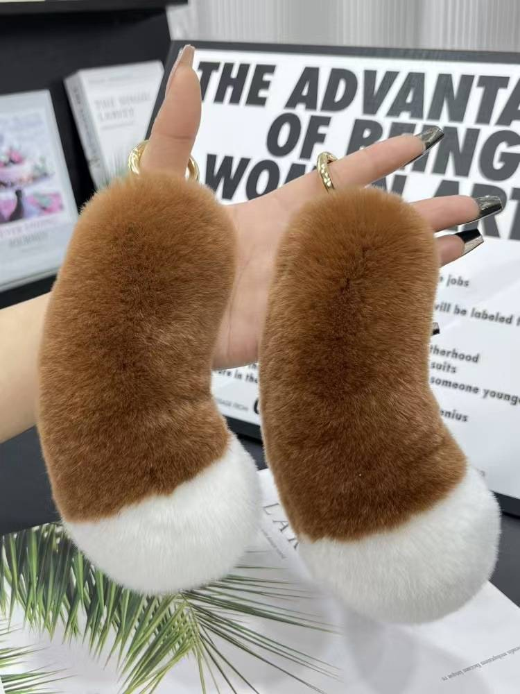 Bag Charms Cute Real Rex Rabbit Fur Car Keychain Pendant Plush Couple Gift School Bag Pendant_voghion.com