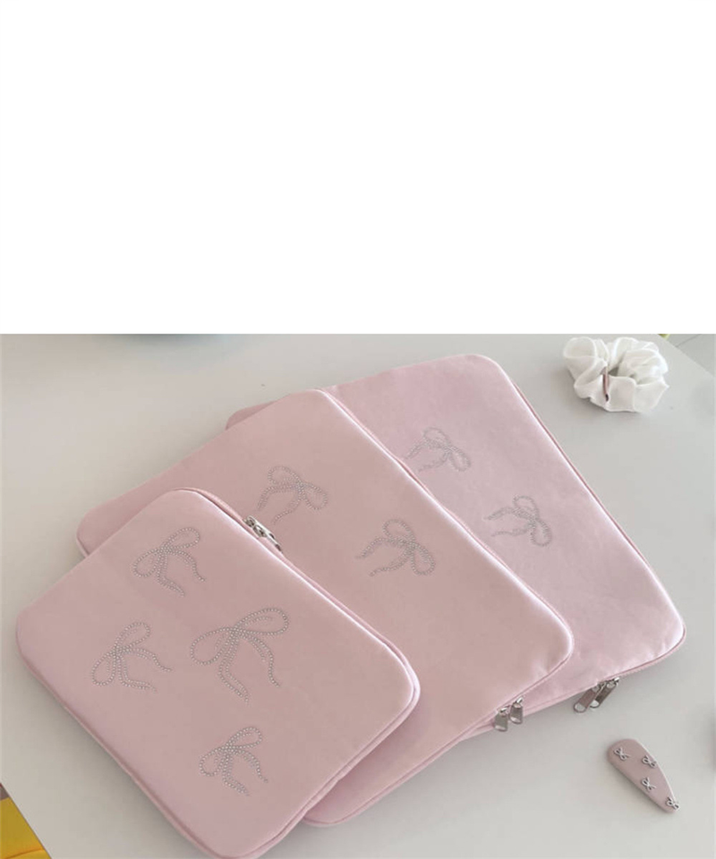Ins Cute Rhinestone Bowknot Ipad Tablet 11/13/15 Inch Laptop Storage Bag_voghion.com