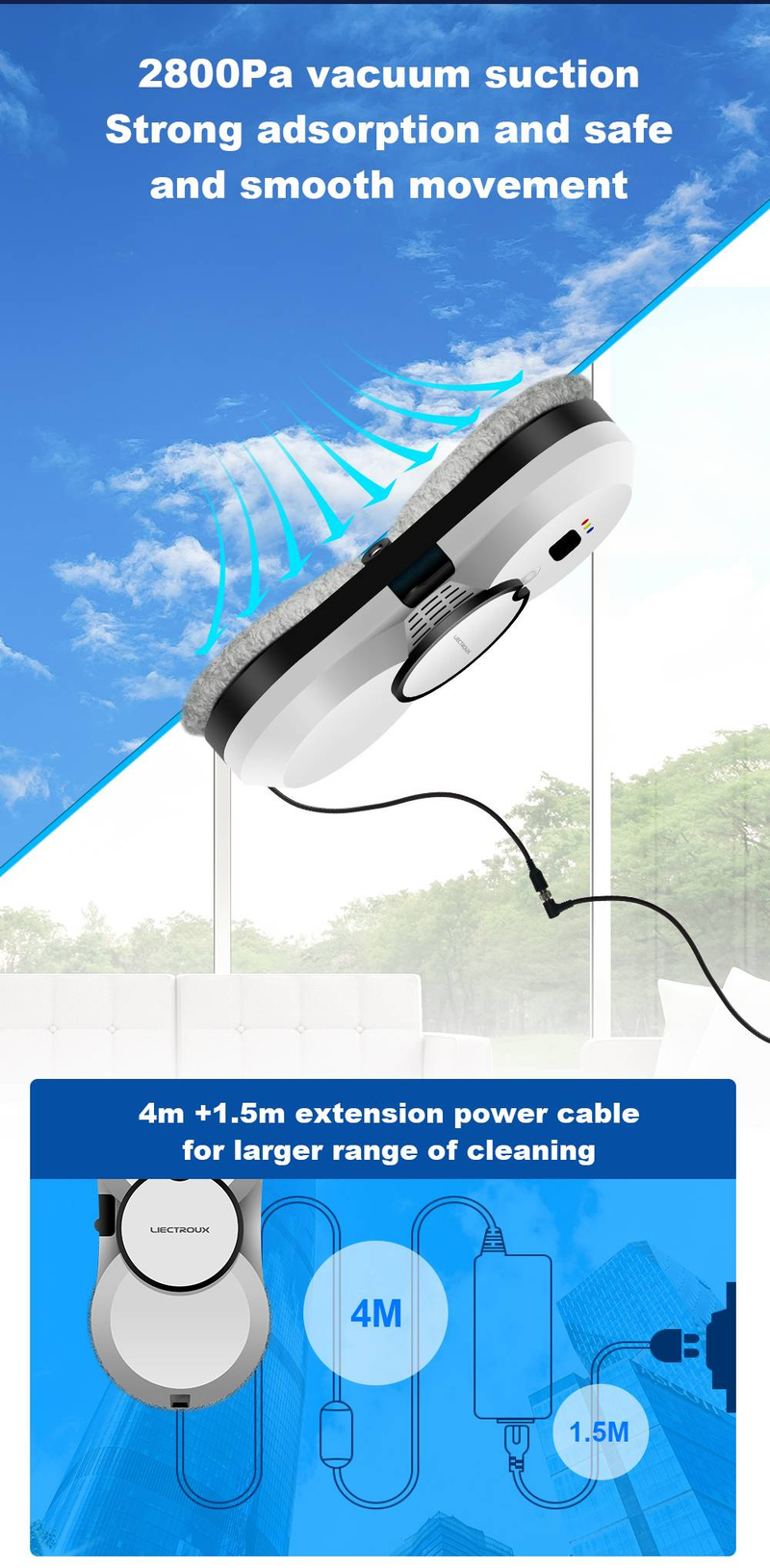 Robot lavavetri Liectroux HCR-10 con spruzzatura d'acqua a ultrasuoni, routing AI, serbatoio dell'acqua da 30 ml_voghion.com