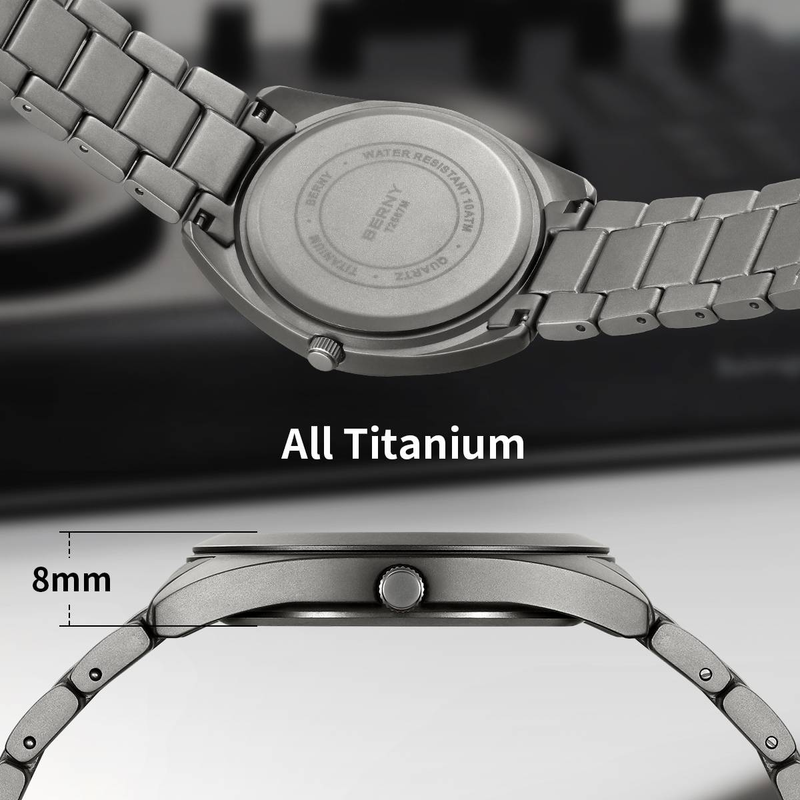 BERNY Titanium Watches For Men 10ATM Waterproof Super Luminous Quartz Analog Watch With Day Date Sapphire Crystal Sport Casual Wristwatch_voghion.com