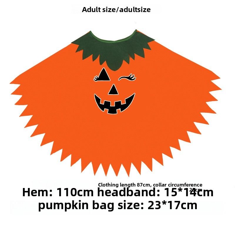 Costume d'Halloween lumineux pour adulte, cape de citrouille, châle, chapeau de citrouille, cape, tenue de fête scolaire_voghion.com