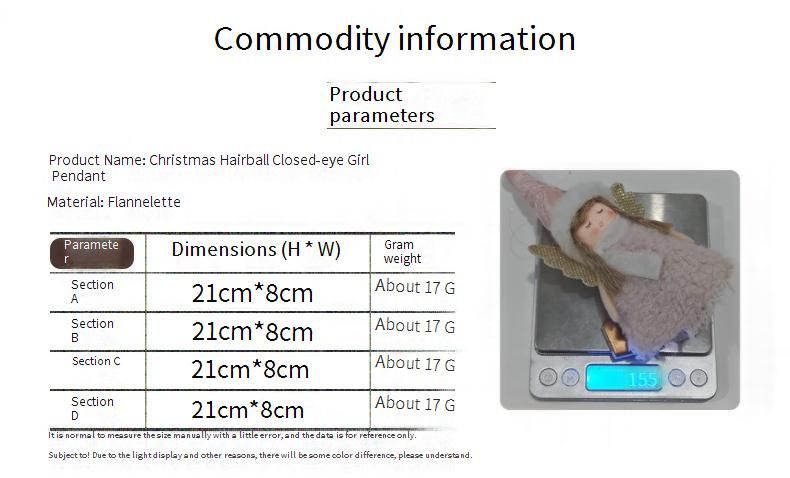 Pom Pom Hat Angel Girl Ornament - Christmas Tree Hanging Decorations, Set Of 4 (Beige, Gray, White, Pink), European Style Holiday Decor"_voghion.com