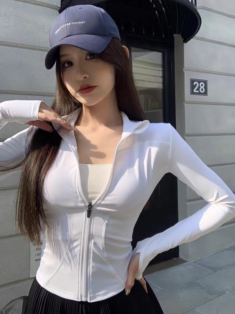 Γιόγκα Αθλητικά ρούχα Γυναικεία Άνοιξη/Καλοκαίρι Νέο Στυλ Σφιχτό και Αδυνατιστικό Γρήγορο Στέγνωμα Ζακέτα γιακά στο επάνω μέρος_voghion.com