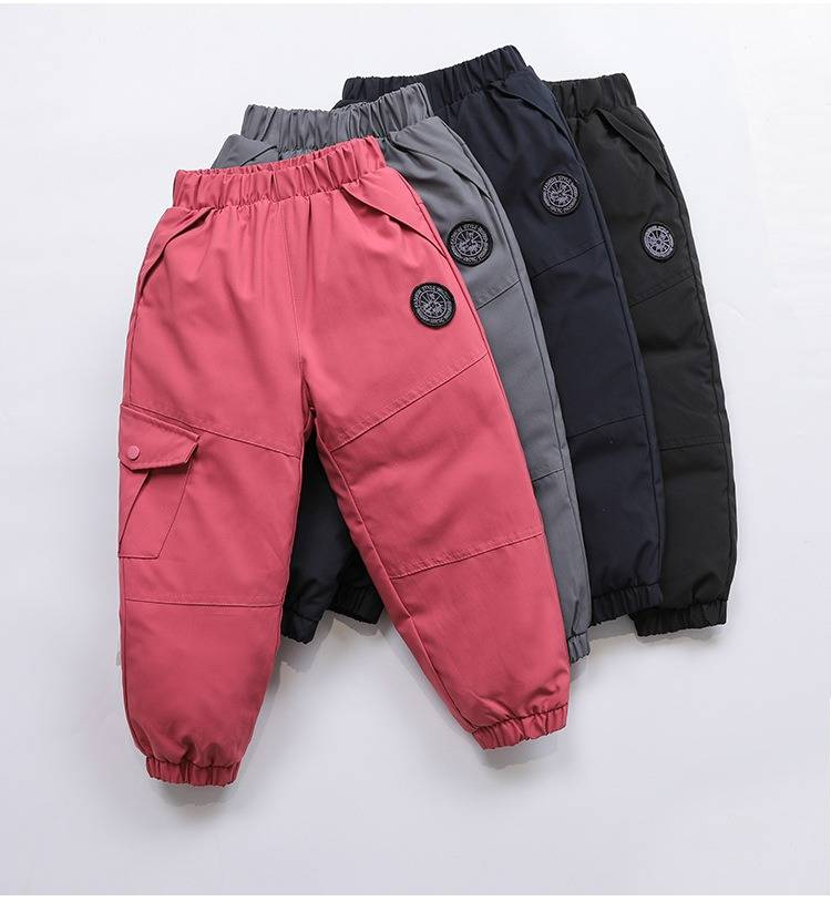 Winterdaunenhose für Kinder - Warme, mit Entenfedern isolierte Schneehose für Jungen und Mädchen, locker sitzende, lange Thermohose (Alter 3-8 Jahre, 100-140 cm)_voghion.com