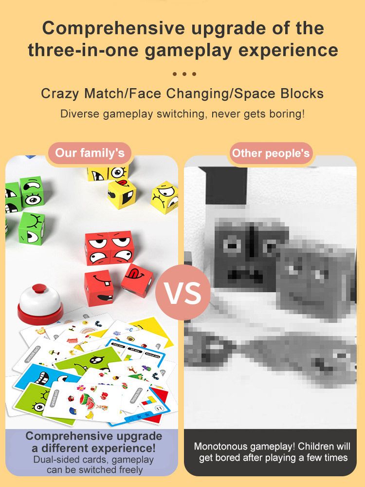 Face Changing Magic Cube Building Blocks Game Matching Expression Puzzle Toy Board Games Match Puzzles Geometric Toy_voghion.com