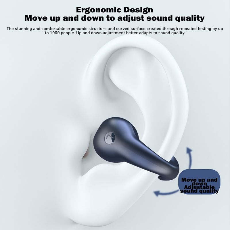 Bezprzewodowe słuchawki sportowe z otwartym uchem, bezprzewodowe słuchawki douszne BT z klipsem do telefonu z systemem Android i iPhone'a, słuchawki z przewodnictwem powietrznym do jazdy na rowerze i biegania_voghion.com