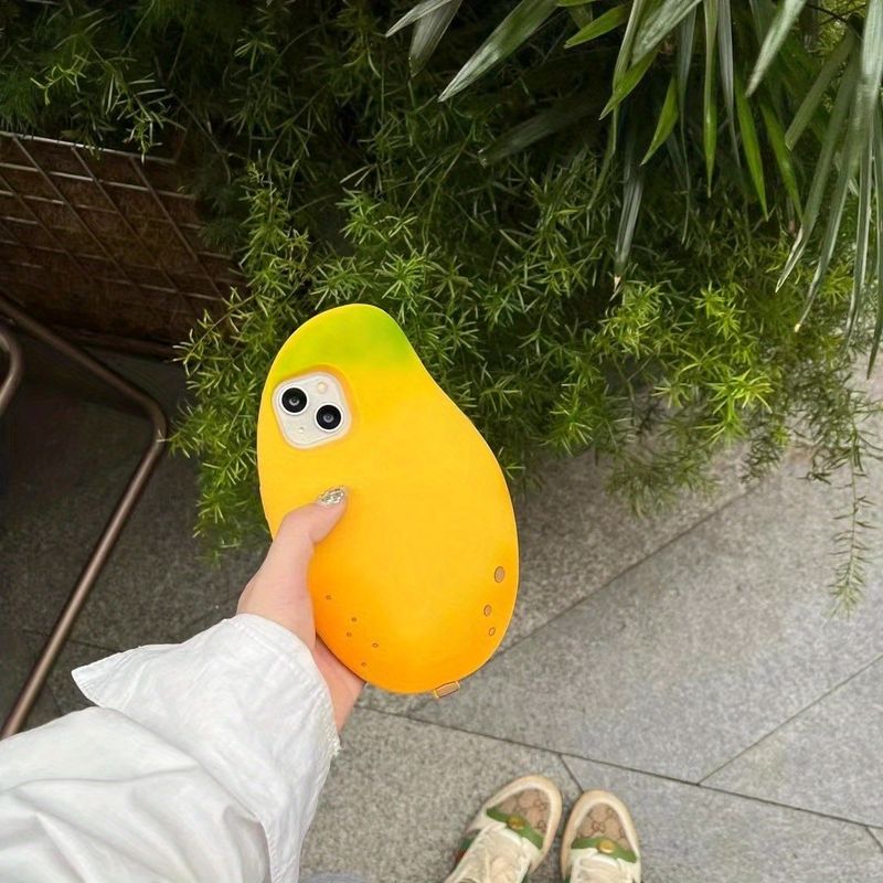 Grappige siliconen mango-hoes voor, volledige bescherming en valbestendig, creatief en niche-ontwerp, compatibel met modellen 15/14/13/12/11 Pro Max_voghion.com
