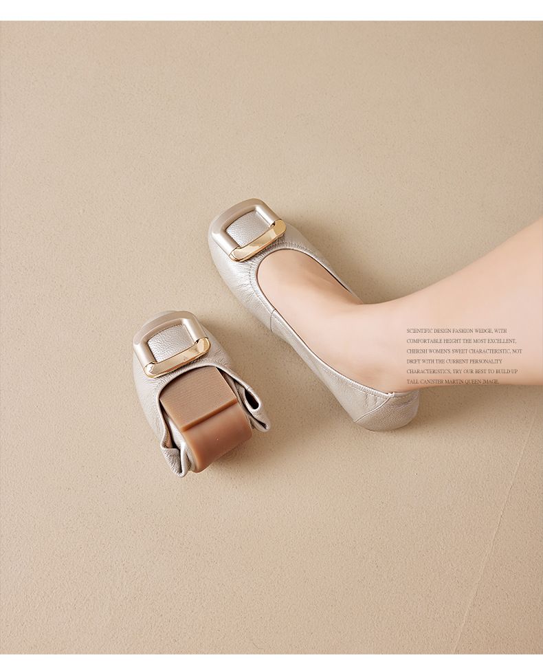The first layer of cowhide women soft sole light small leather shoes casual bean shoes large size_voghion.com