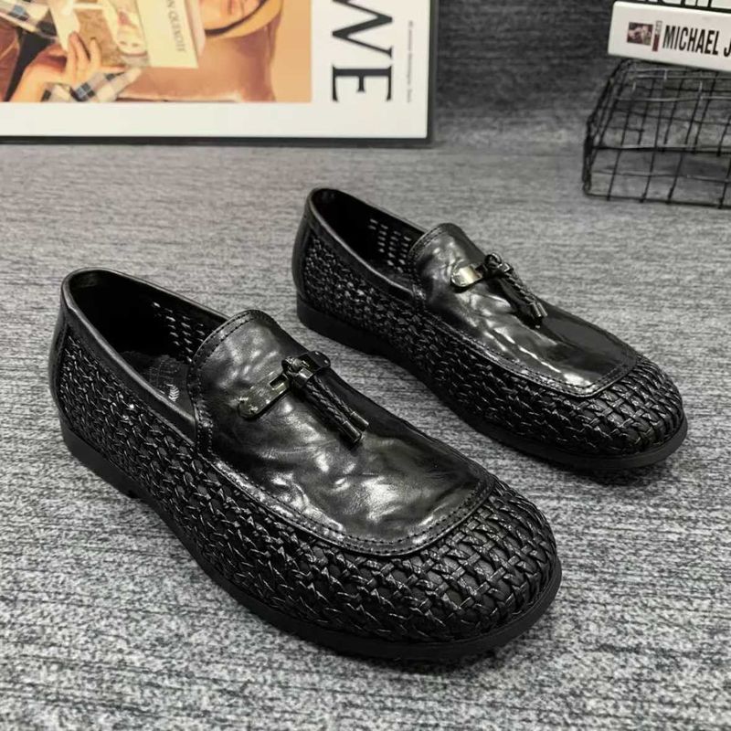 Glide Light 2025 Sommer Neuheit Handgefertigte, gewebte, atmungsaktive Freizeitschuhe aus Leder für Herren – Slipper zum Hineinschlüpfen_voghion.com