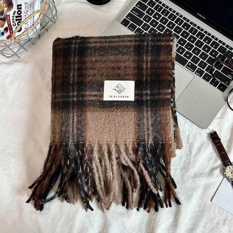 2024 Neuer Mirad Premium-Schal mit Karomuster für Damen im Winter, koreanische Ausgabe, doppelt verwendbar, dicker, warmer Schal_voghion.com