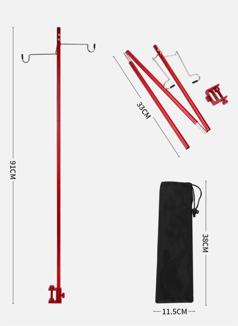Outdoor Ultra-light Small Pole Portable Folding Mini Camping Picnic Table Fixed Aluminum Alloy Light Stand_voghion.com