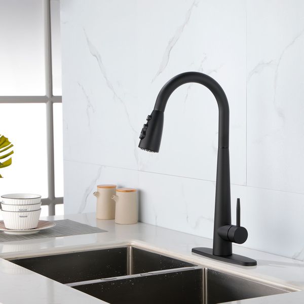 Kitchen Faucets with Pull Down Sprayer; Kitchen Sink Faucet with Pull Out Sprayer; Fingerprint Resistant; Single Hole Deck Mount; Single Handle Copper_voghion.com
