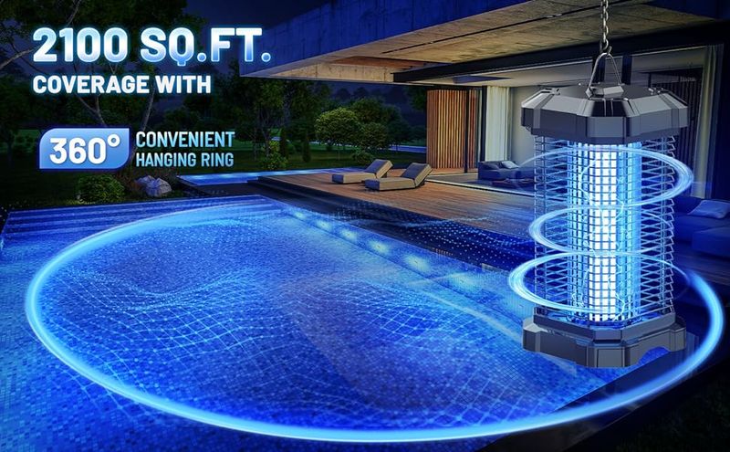 Bug Zapper Outdoor, 4200V Electric Mosquito Zapper Indoor, Insect Fly Zapper Waterproof with 5ft Power Cord, Mosquito Killer for Home, Patio, Kitchen,_voghion.com