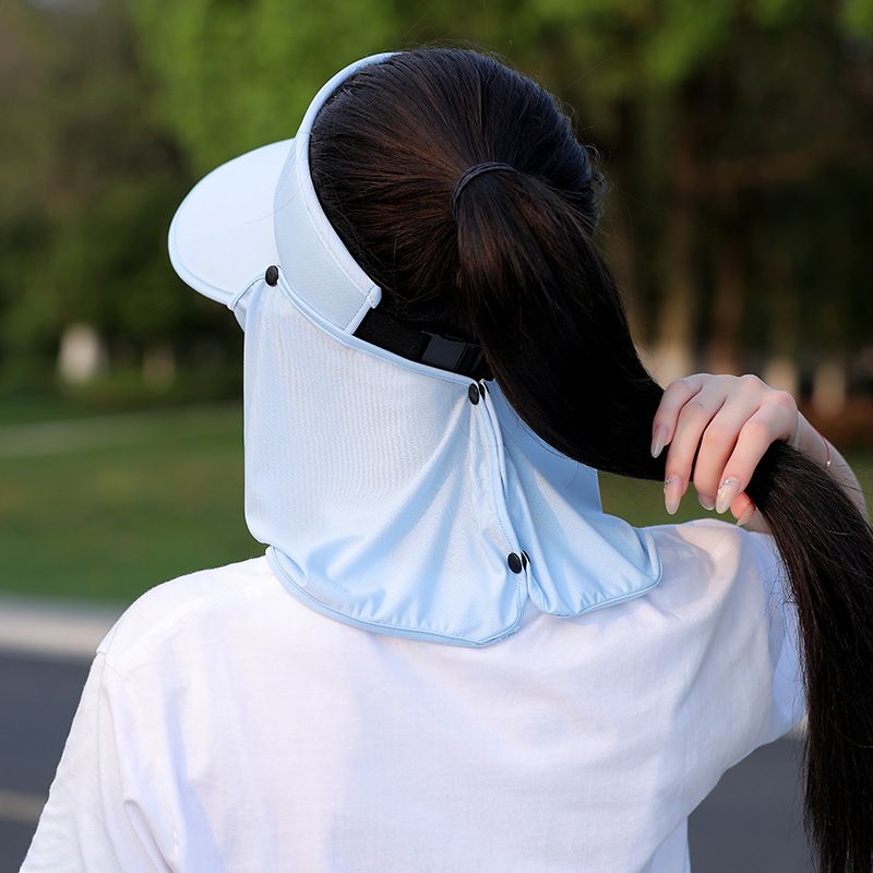 Women's Wide Brim UV Sun Hat - Cooling Fabric With Detachable Neck Cover For Cycling & Travel_voghion.com