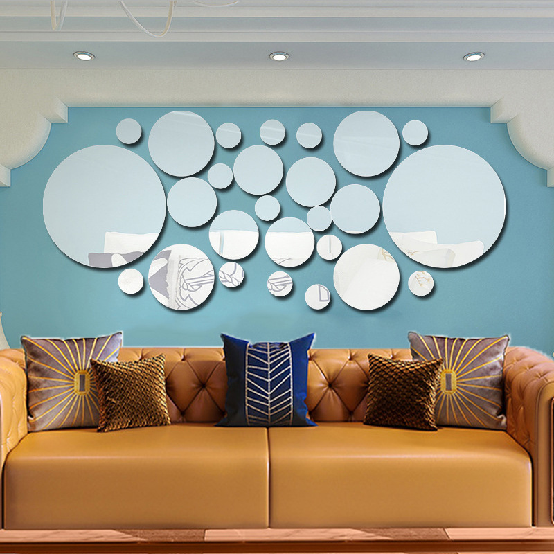 Acrylic mirror decoration, self-adhesive 3D three-dimensional crystal mirror surface sticker, bedroom, living room background painting, wall sticker_voghion.com