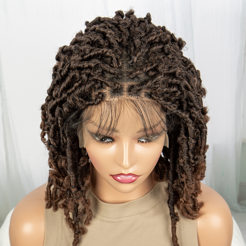 16inch chemical fiber lace braid wig hand braided braid curly hair 9*6 lace wig 180% density women's daily decoration_voghion.com