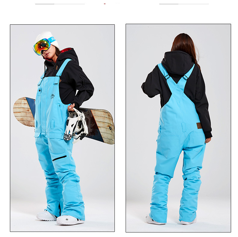 Ski overalls Snowboard double board waterproof black ski winter ski indoor skiing new snow pants_voghion.com