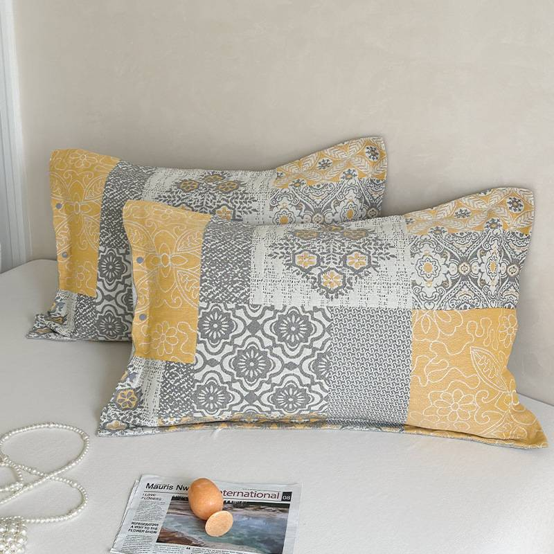 Funda de almohada de gasa de algodón puro. Un par de fundas de almohada antideslizantes fijas con hebilla todo incluido._voghion.com