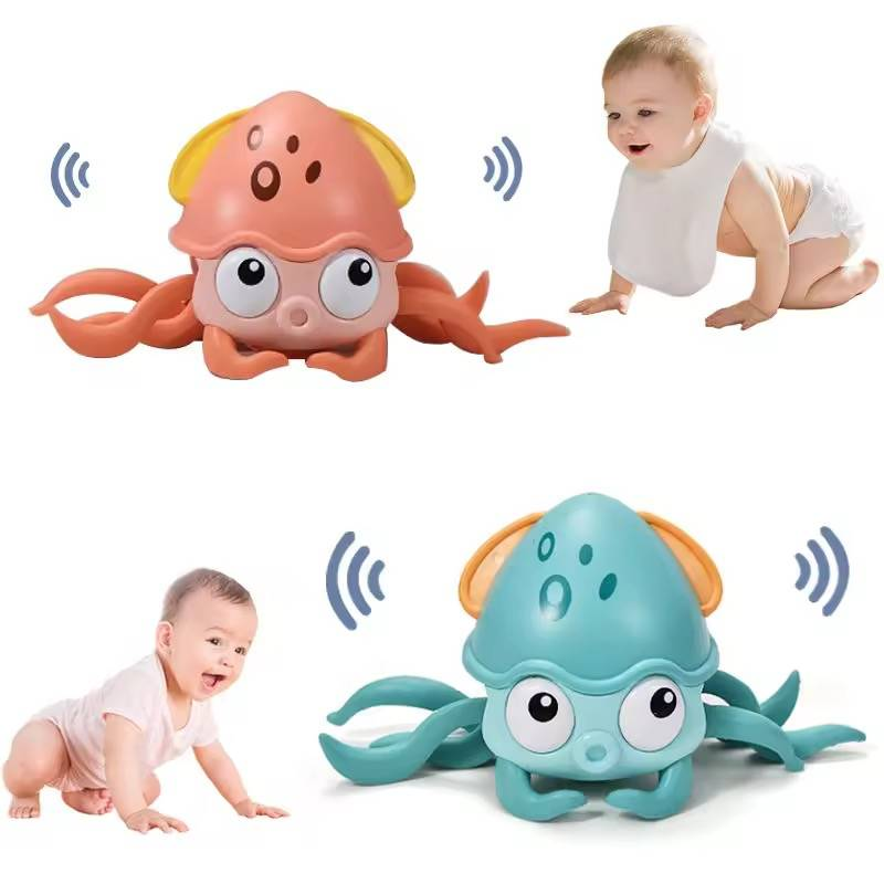 Sensor-Activated Escaping Octopus Electric Crawling Pet Toy With Singing & Obstacle Avoidance_voghion.com