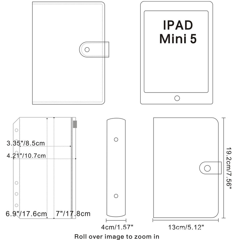 Caderno A6 de couro PU com mecanismo de 6 argolas, inclui 12 bolsos com zíper e 16 adesivos – perfeito para orçamento, diário e organização_voghion.com